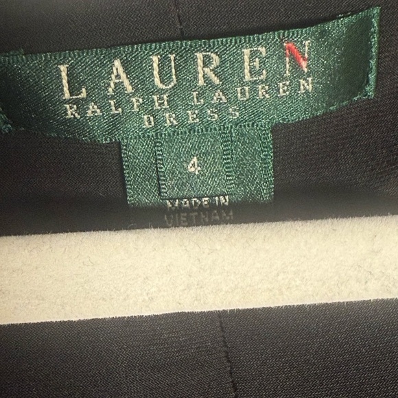 Lauren Ralph Lauren Black faux wrap Textured Mini Dress size 4 Ruching Classy - Picture 6 of 10